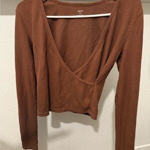 Aerie Brown Long Sleeve Top